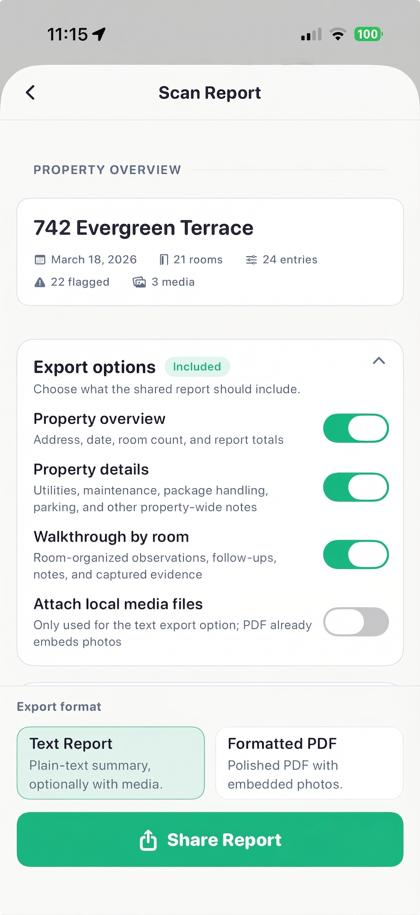 Reviewing an organized issues summary on phone